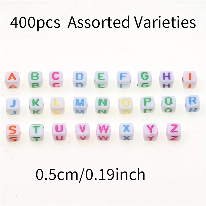 TEMU 400 piezas de del alfabeto coloridas de 5 mm cuadradas con reverso , uso para materiales de manualidades DIY de joyería - Pulseras de pareja,