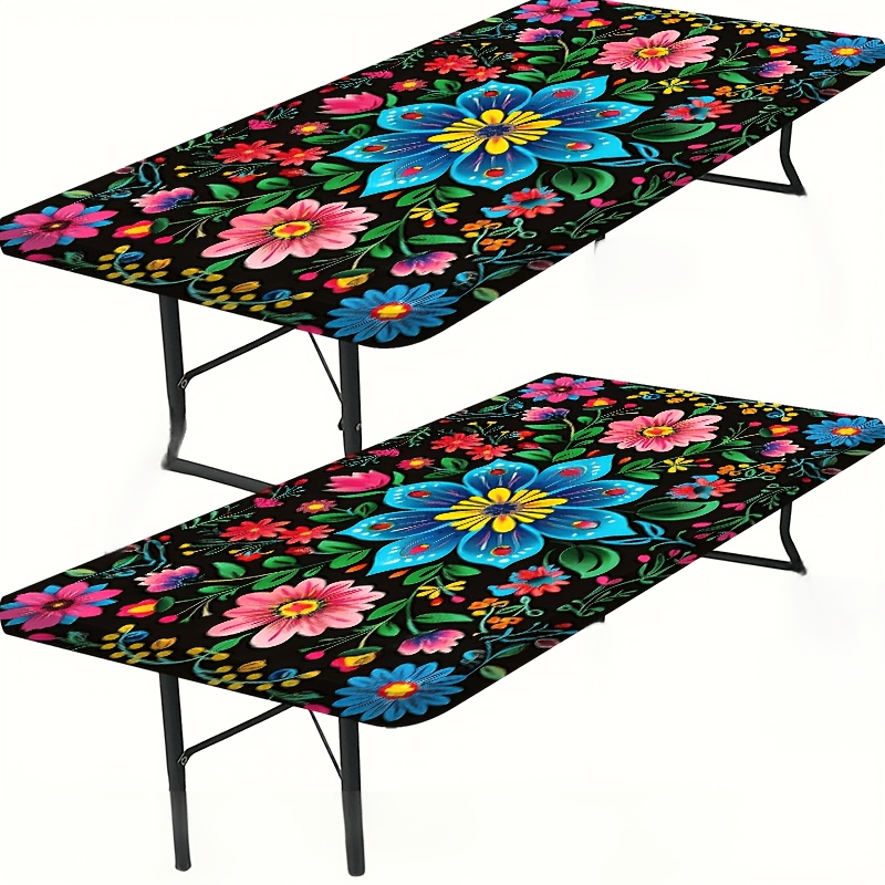 1pc outdoor tablecloth   with bohemian floral print suitable for camping picnics and garden parties bright colors indoor outdoor use garden set