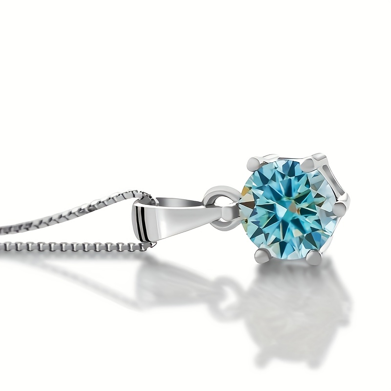 1CT Colored Moissanite Pendant Necklace — 925 Sterling Silver