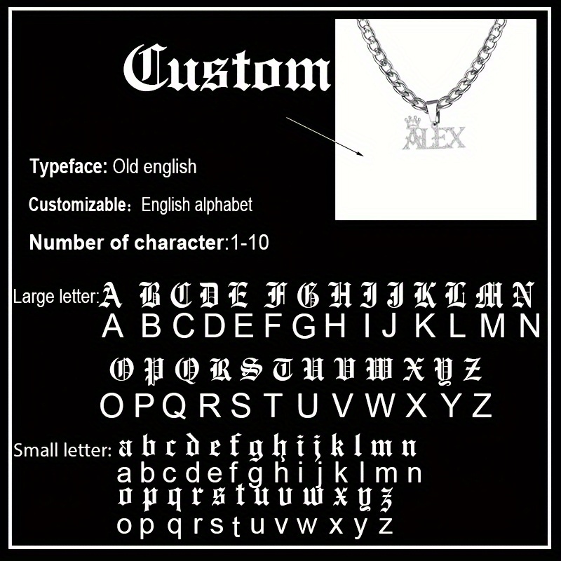 TEMU Custom Name Necklace Stainless Steel Cuban Chain Crown Nameplate Pendant Fashion Gorgeous Men's Jewelry Personalized Gift For Boyfriend Shiny
