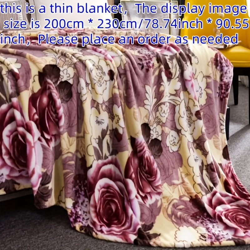 

1pc Vintage Floral Print Flannel Blanket, Aesthetic Comfortable Warm Throw Blanket For Sofa, Bed, Car, Office, Pet, Birthday Christmas Gift