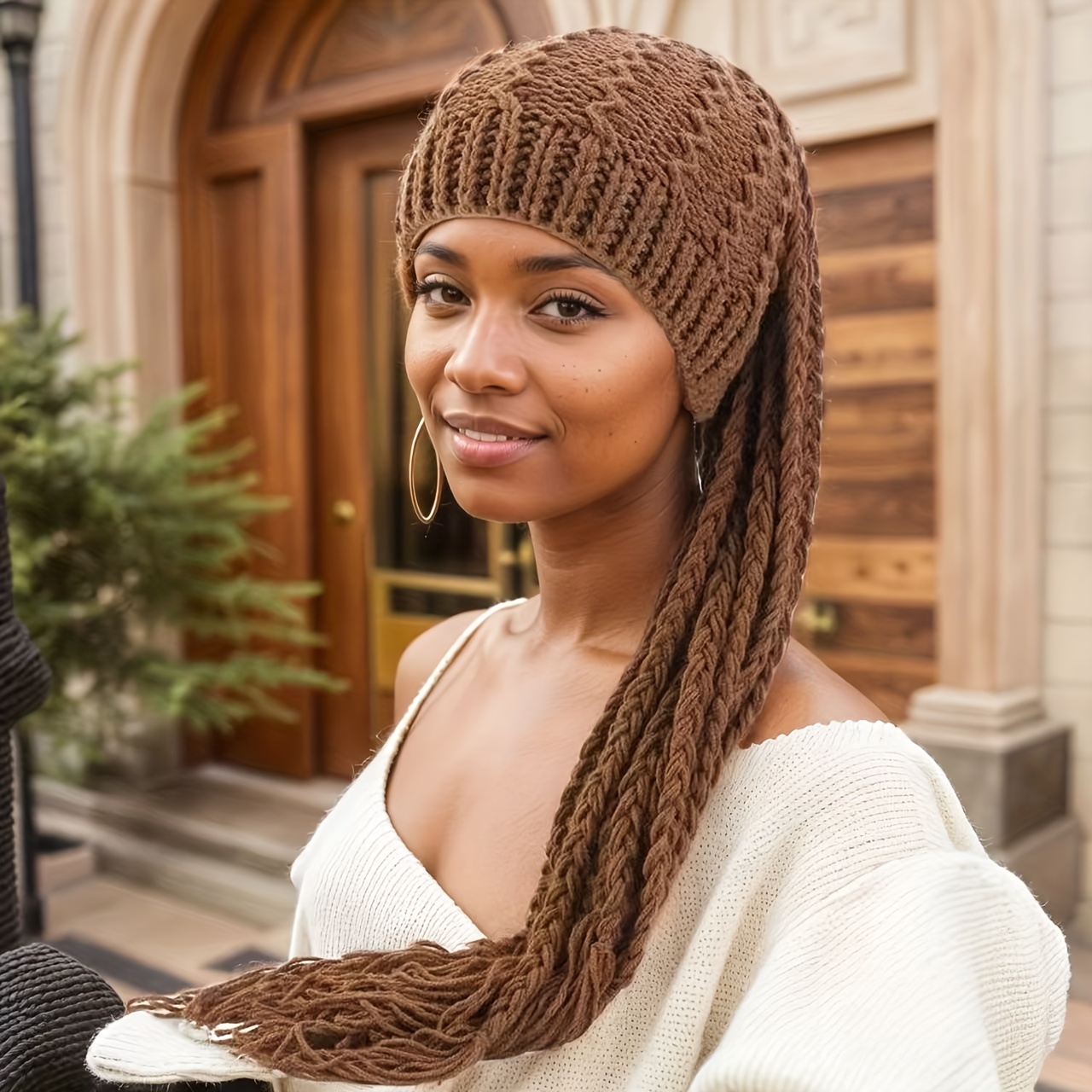 hats with braids sold on Temu United States