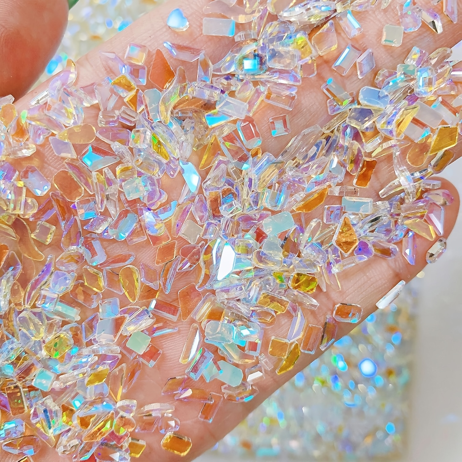TEMU 200pcs Aurora Nail Art Diamantes de Multi Formas 3D Cristal Cristal Gemas de Uñas Adornos de Uñas Artesanía Oso Estrella Irregular Transparente