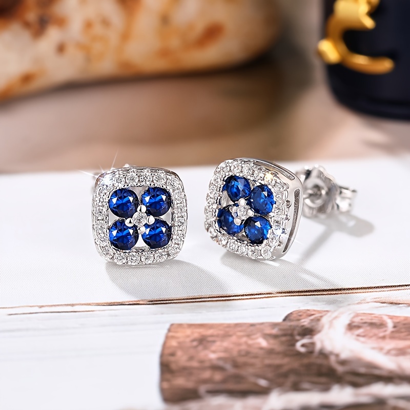 Square Drop Earrings with Cubic Zirconia, Perfect for Engagements & Parties