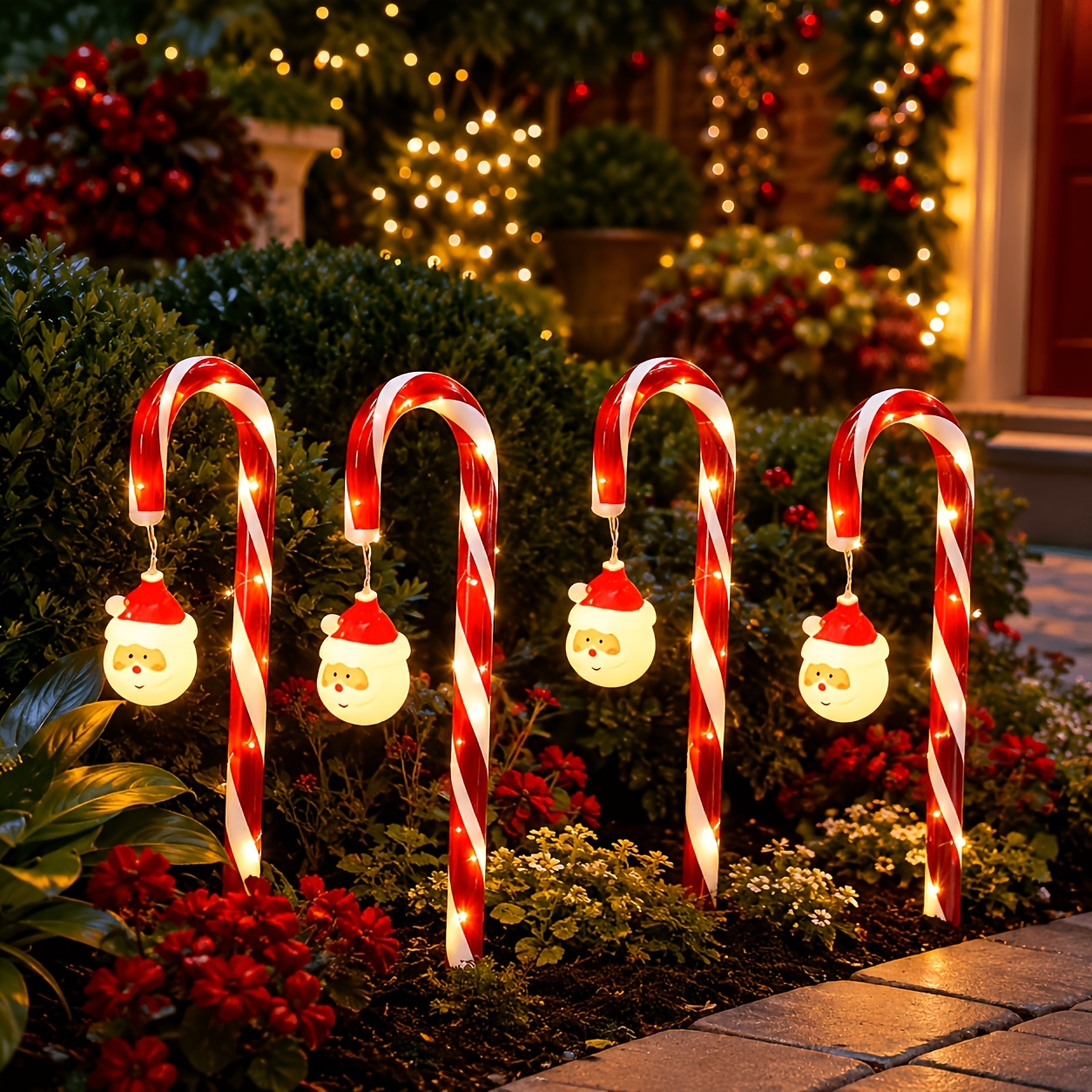 TEMU 4pcs Christmas Candy Cane Lights, 8 Lighting , Suitable For Outdoor And Indoor Christmas Decorations, Perfect For , Courtyards, Gardens, And ,