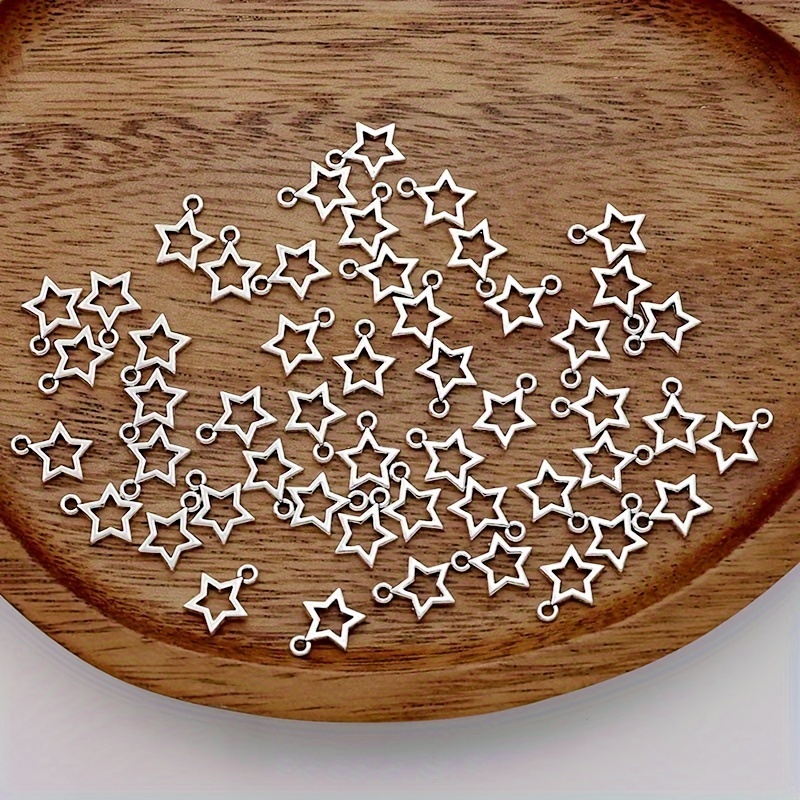 

50 Pcs 20 Pcs Hollow Star Charms - Zinc Alloy, Silver , Perfect For Diy Earrings, Bracelets, And Necklaces