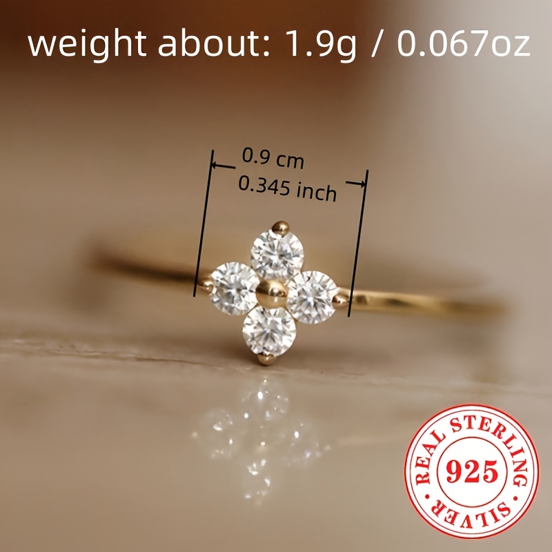 925 Silver Flower Ring with Synthetic April Birthstone Zirconia
