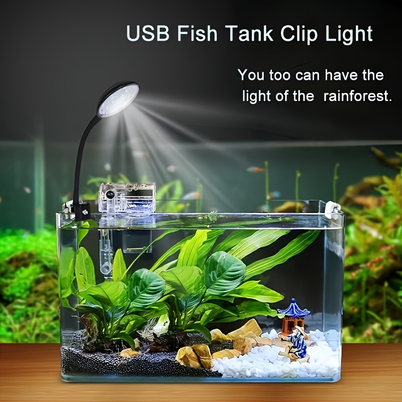 black light fish tank accessories 1/2 Black * LED Light, Fish Tank Clip-On Light, Decorative Aquatic Plant  Mini Light with Multiple * Dimmable * Suitable for Aquarium Decoration and  Lighting, 5V, Battery-Free, Aquarium Lighting