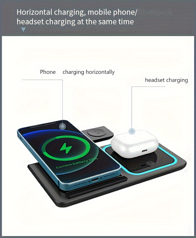 3in 1 fast charging station folding wireless charger stand for iphone 16 15 14 11 pro plus x xr xs max plus for watch 1 9 for 3 2 pro details 3