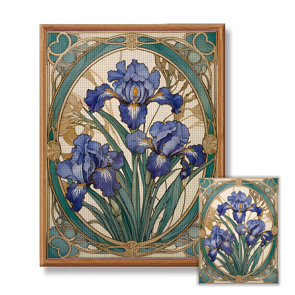 TEMU 1pc Frameless 30x40cm/11.8x15.7-inch 11ct/14ct Printed Cross Stitch Diy Kit, Beautiful Floral Patterns, Suitable For Relaxing Diy Cross Stitch