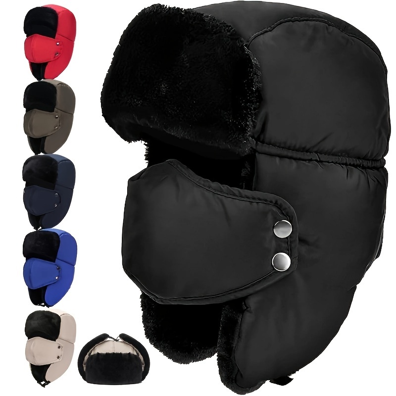 

Winter Hat With Detachable Ear Flaps - Thickened Fleece-lined, Windproof & Warm, Black | Cozy For Men And Women