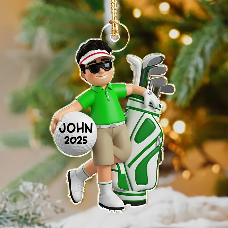 TEMU Custom Name Year Golfer Ornament, Personalized Man Woman Acrylic Xmas Tree Decor, Customized Golfers, Fan Holiday Souvenir Hanging Ornament