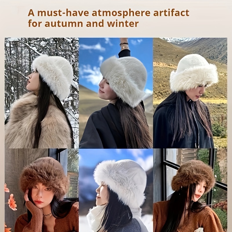 

1pc And Thickened Fur Pom , Knitted Ear- Cap, Non-stretch, Washable, For