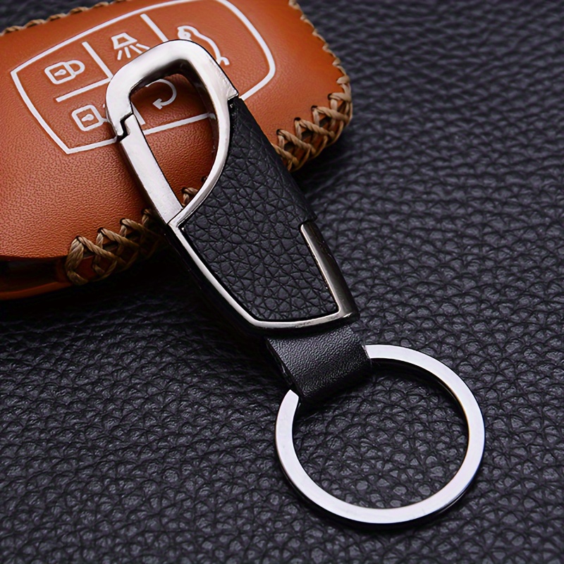 

Creative Simple And Fashionable Door Lock Keyring For Men, Pu Leather Waist Hanging Metal Keychain For Car Key