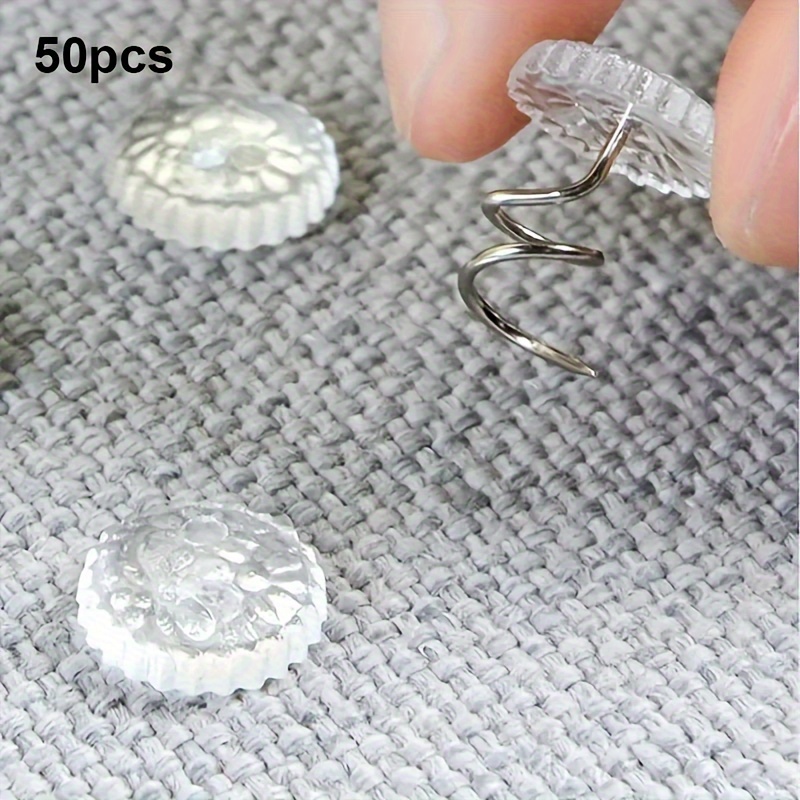 50pcs Premium Transparent Twisting Pins For Sofa Cushions & Bed Sheets - Anti-run, Non-slip Safety Features For Secure Fixing - & Reusable