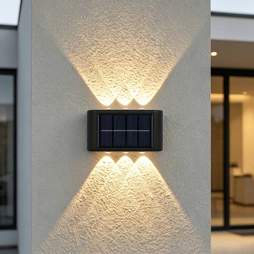 a pack of 6 led solar fence lights up and down lighting wall sconces ip65 outdoor indoor lighting outdoor sunlight landscape balcony decoration solar wall lights outdoor suitable for house porch garage