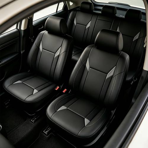 imagen del artículo juego de fundas de lujo para asientos de coche, fundas universales de plazas de cuero pu para asientos de coche, fáciles de instalar, aptas para asientos delanteros y separados, accesorios de interior para coche, protectores de asientos de coche para , aptas para sedanes