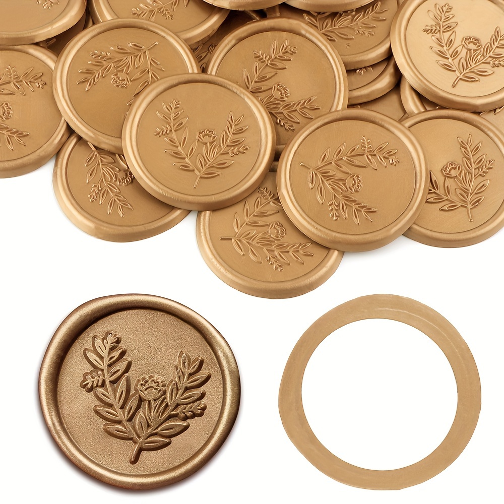 

30pcs Flowering Branch Wax Seal Stickers, Self Adhesive Wax Sign Stickers, Wedding Invitation Envelope Sealing Stickers, For Decorating Wedding Invitations & Gifts