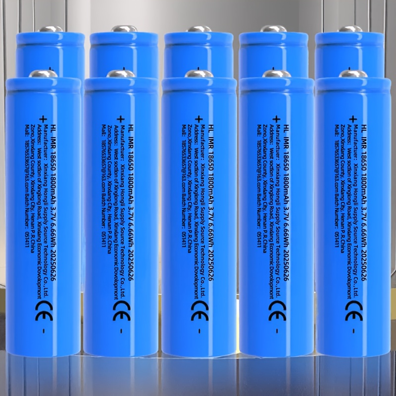 TEMU 18650 Lithium-ion Battery, 1800mah, 3.7v, Rechargeable, Metallic , Button Top, For Headlights, Streamers, Fans, Solar Lights, Flashlights,