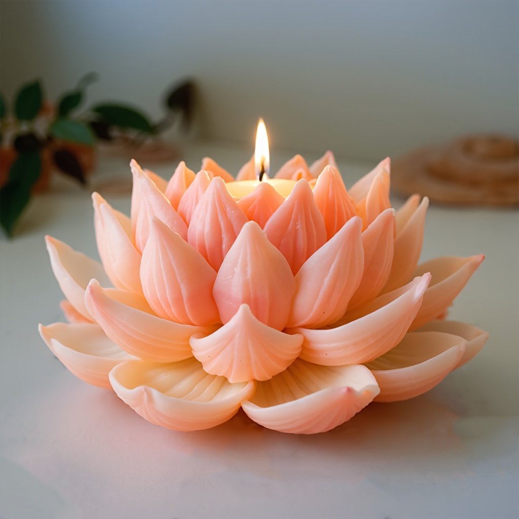 

Lotus Flower Candle Silicone Mold, 3d Epoxy Resin Crafting, Diy High-temperature Resistant Floral Decor, Silicone Material, Flower Theme