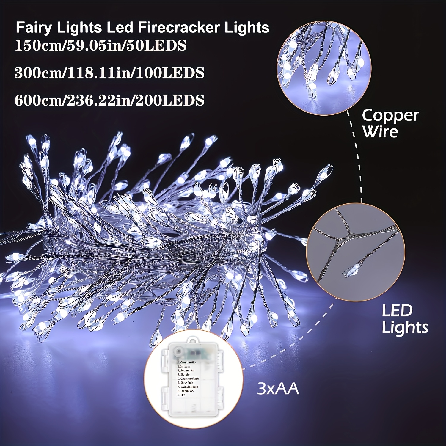 klassiska kopparfärgade fe ljusslingor med fjärrkontroll och - Temu Sweden