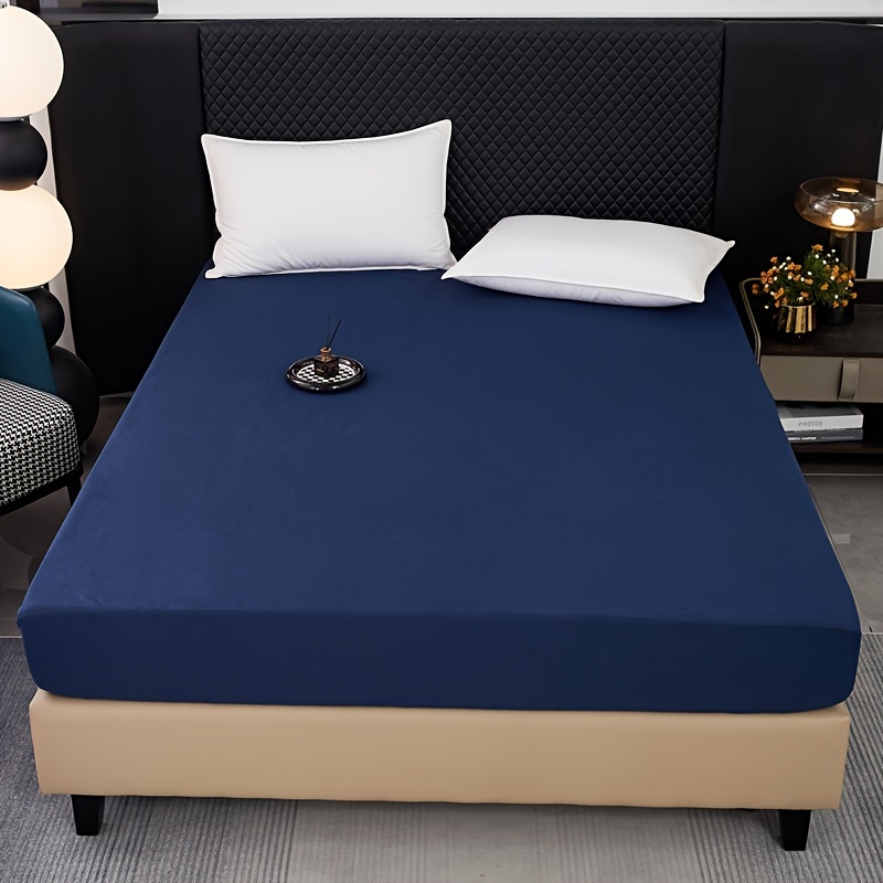 TEMU 1pc Mattress Protector, Waterproof, Solid Color, Fitted Sheet And Mattress Cover, Suitable For Bedroom, Hotel, Dormitory, 1pc Sheet Without