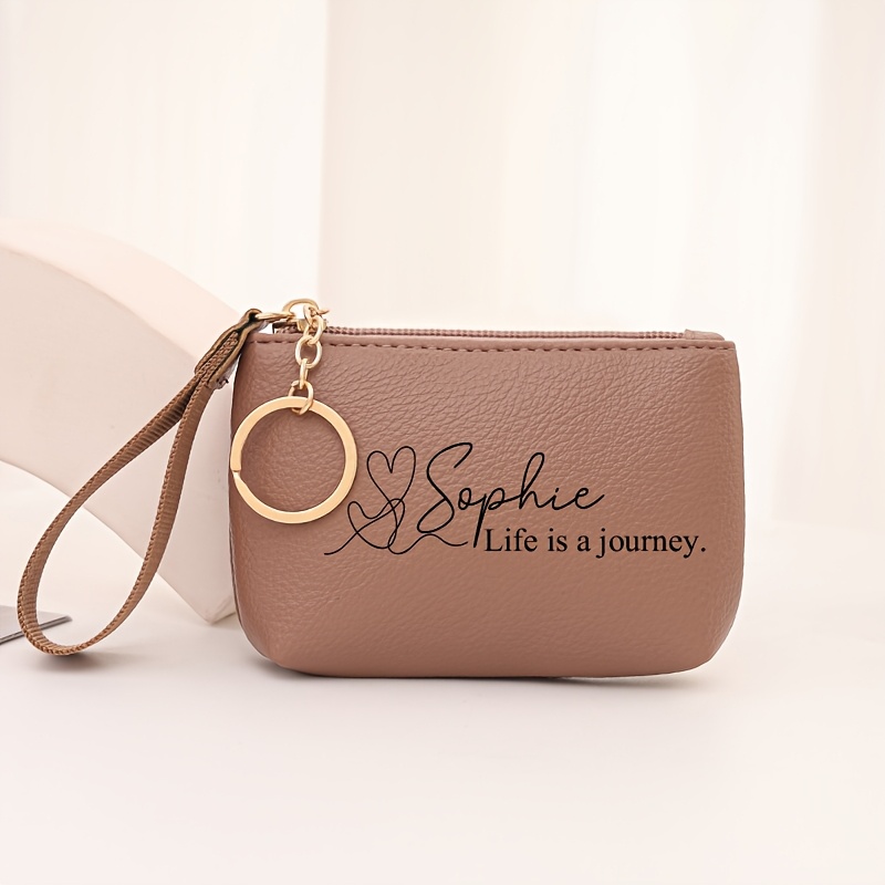 TEMU [customizable] New Customizable Women' Purse And Compact Wallet - Lychee-grain Faux Leather Mini Pouch For Everyday Cash And Cards. A Stylish,