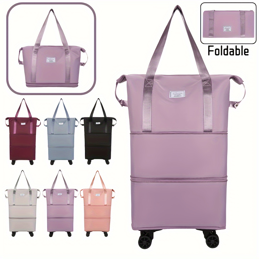 

Larg Capacity Expandable Zipper Luggage Bag, Versatile Travel Duffle Bag With Wheels