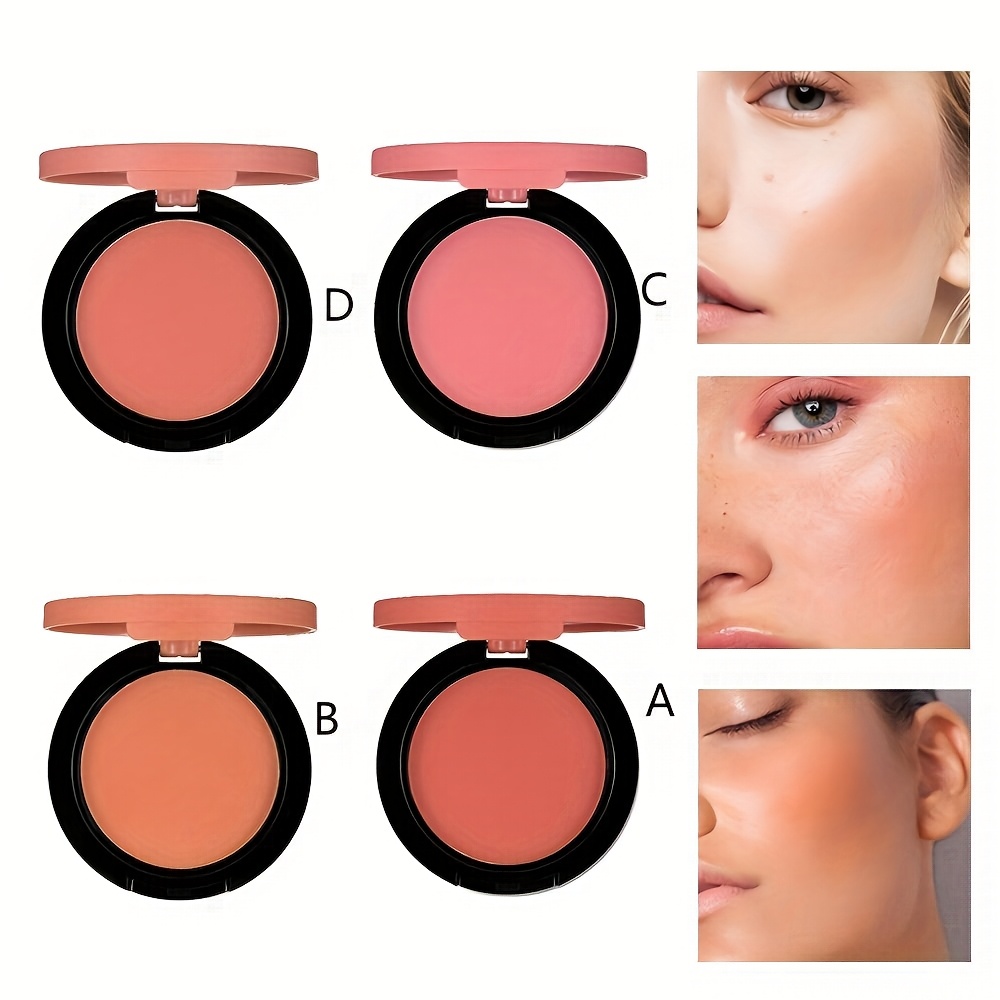 TEMU 4pcs 4-color Powder Blush Face Makeup, Buildable Color, Lightweight & Smooth End