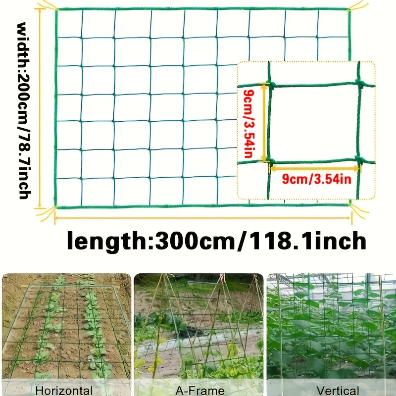 TEMU Heavy-duty Nylon Garden Climbing Net 200cm*300cm/78.7inch*118.1inch, Suitable For , Grapes, Loofahs, Roses, Morning , And Other Climbing Plants.