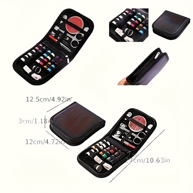 

1pc Portable Canvas Sewing Kit, & Craft Supplies, Compact Travel Sewing Set For Quick Repairs, Black Sewing Tool Box