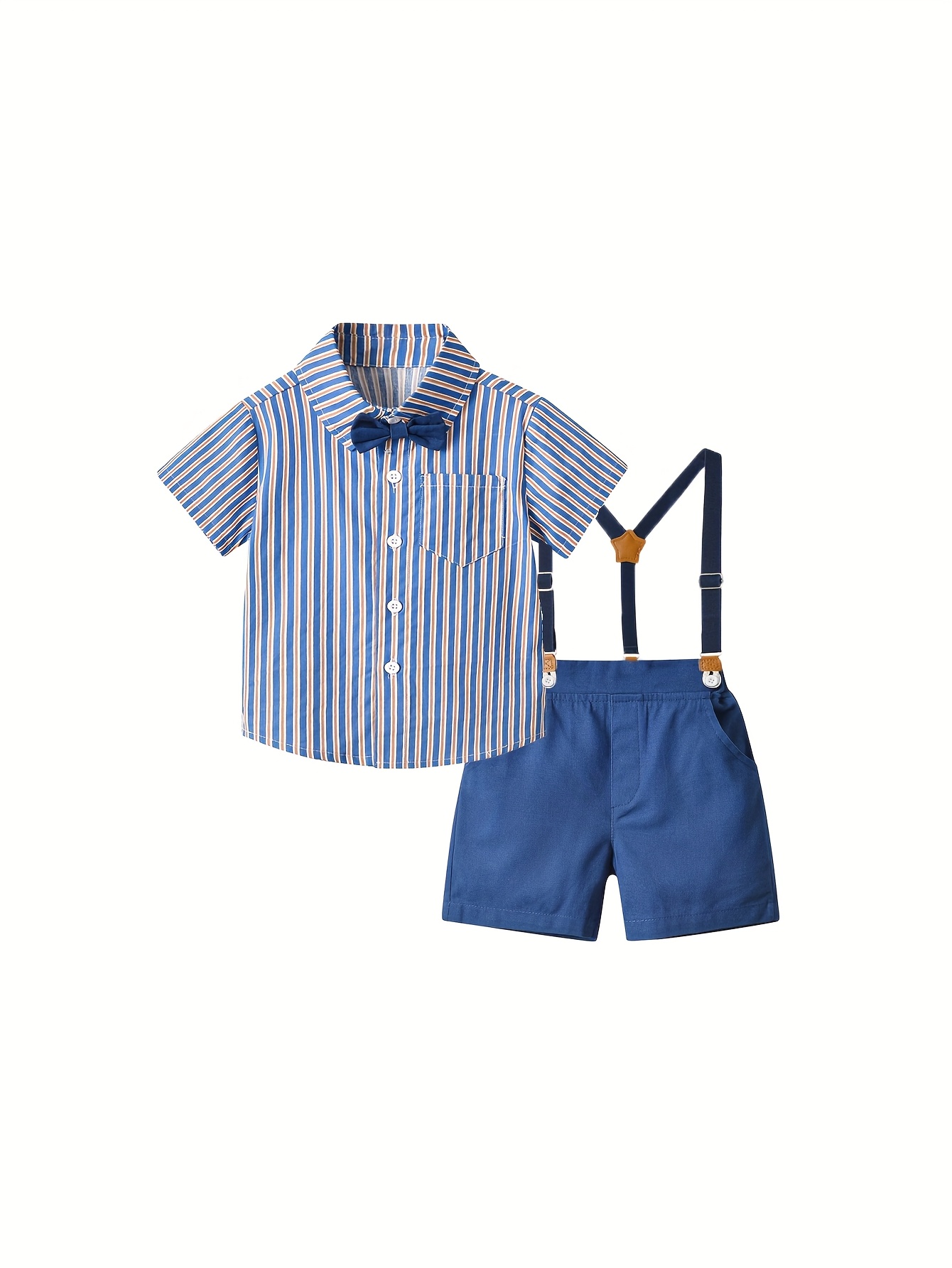conjunto de camiseta y pantalones cortos para niños con corbata