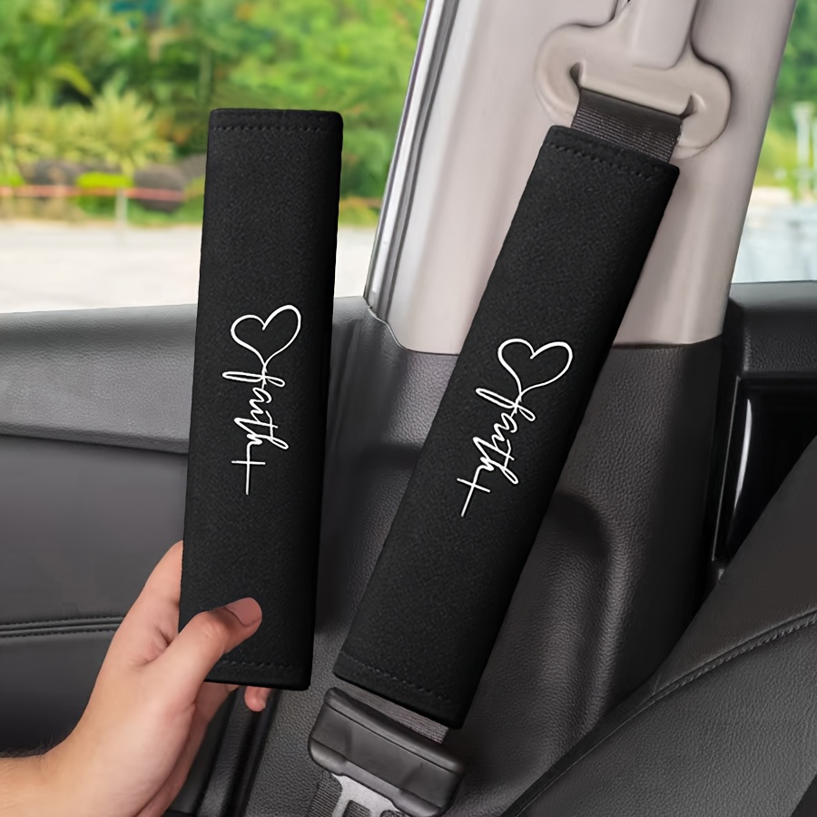TEMU Lot de 2 protège-épaules de ceinture de sécurité brodés pour voiture | Cadeau de pour la Saint-Valentin | Housses de ceinture de sécurité de