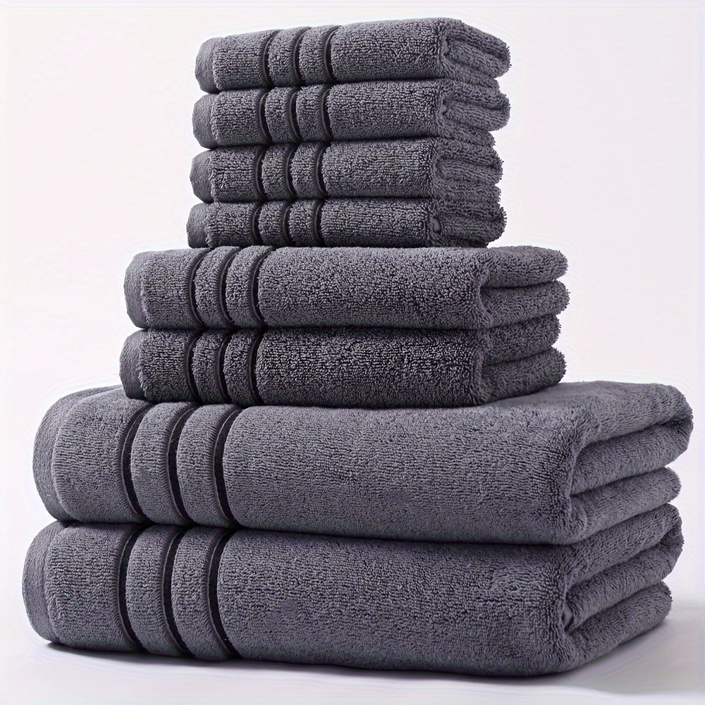 

8pcs Soft Cotton Towel Set, Soft & Fluffy Bathroom Towels, 2 Bath Towels 28" X 55", 2 Hand Towels 13" X 29" & 4 Face Towels 13" X 13" , Bathroom Accessories