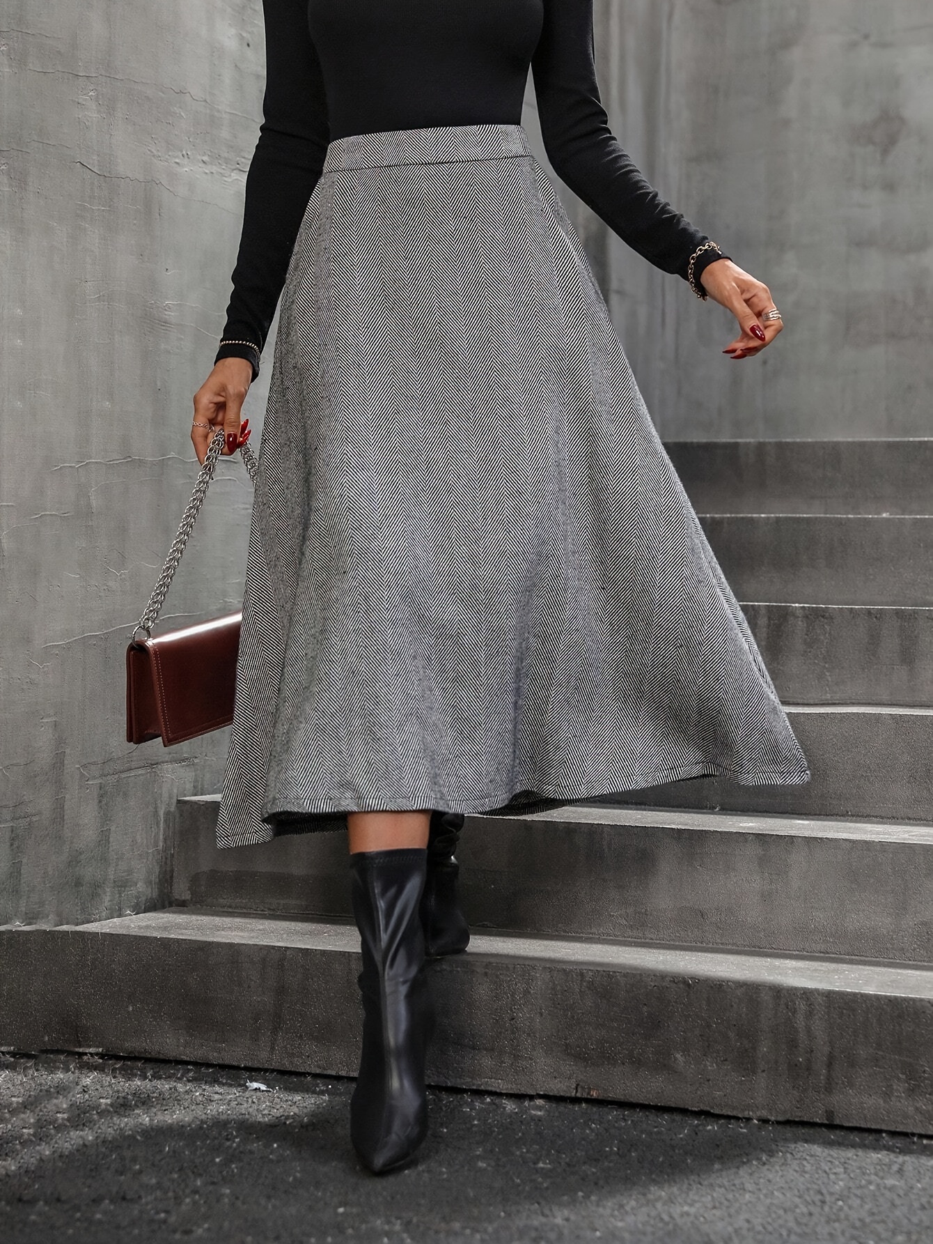 women's high waisted print midi skirt elegant Temu Kuwait