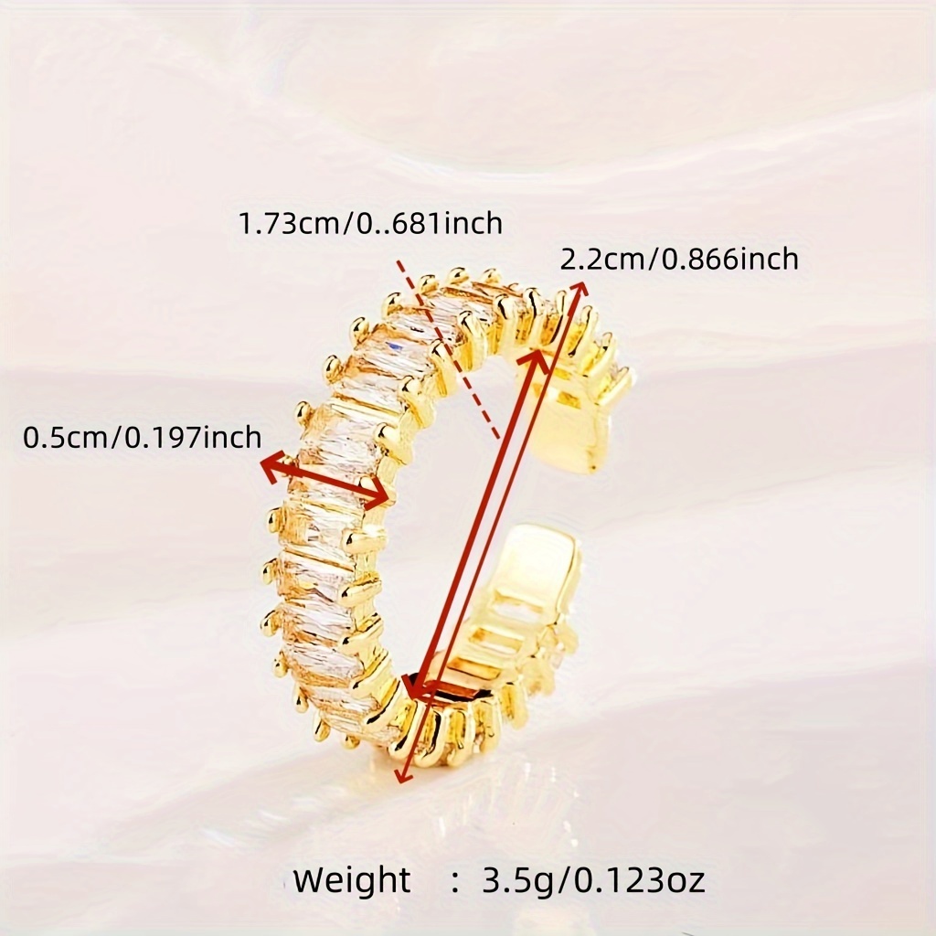 Adjustable CZ Open Ring Pink Stones Golden Band Women's Wedding Accessory