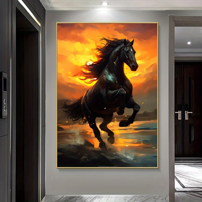 

1pc Abstract Horse Canvas , 31.49x47.24 Inches, Modern Vintage Print For Living Room And Bedroom Decor, No Electricity Needed