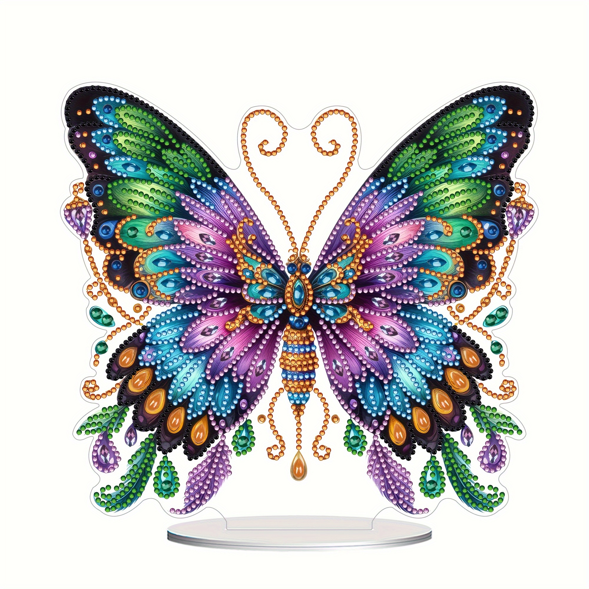 

elegant" Diy Acrylic Diamond Art Kit - Gorgeous Butterfly Design With Unique Shaped Diamonds, Perfect For Desk Decor & Craft Enthusiasts, Home Decoration Gift