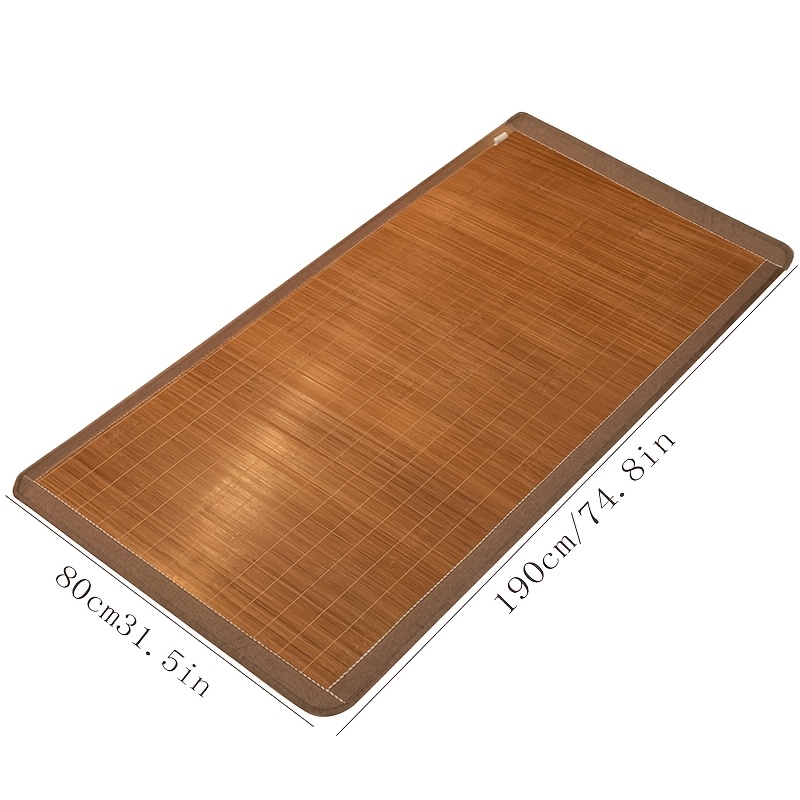 TEMU Bamboo & Straw Cooling Mat Suitable For Bed,, - Foldable Double-sided Carbonized Water-grinded Sheet With Rattan Reverse Side, Hand Washable