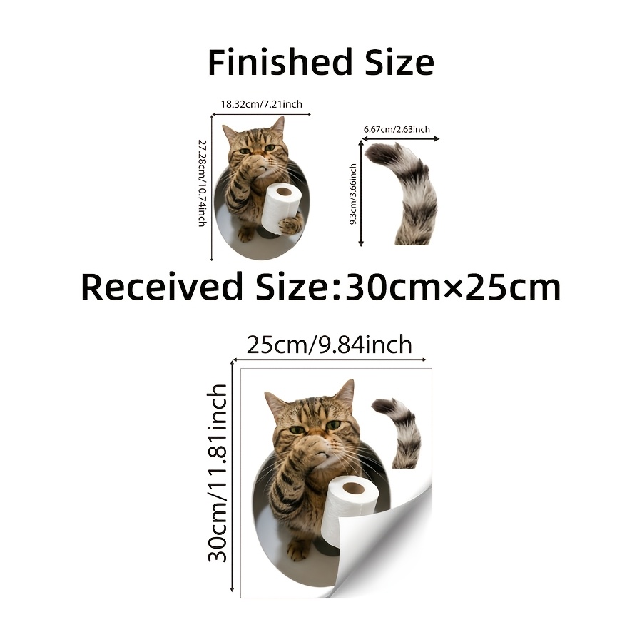 TEMU 2d Flat, 1pc Of 2d Fun Toilet Sticker, Holding Toilet Paper Bathroom Decal, Decoration, Suitable For Toilet Lids, Bathroom Tiles, Powder Rooms,