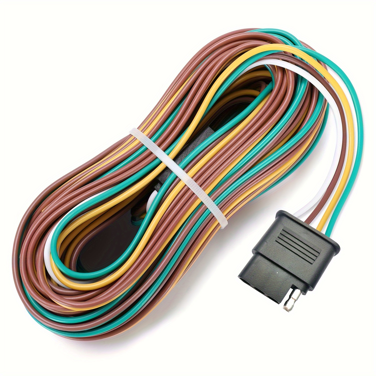 

4 Wire 4-flat Trailer Light Wiring Harness Kit - 25ft/760cm/299inch With 4 Flat Extension Connector - 36v Or Below Voltage - Copper Material