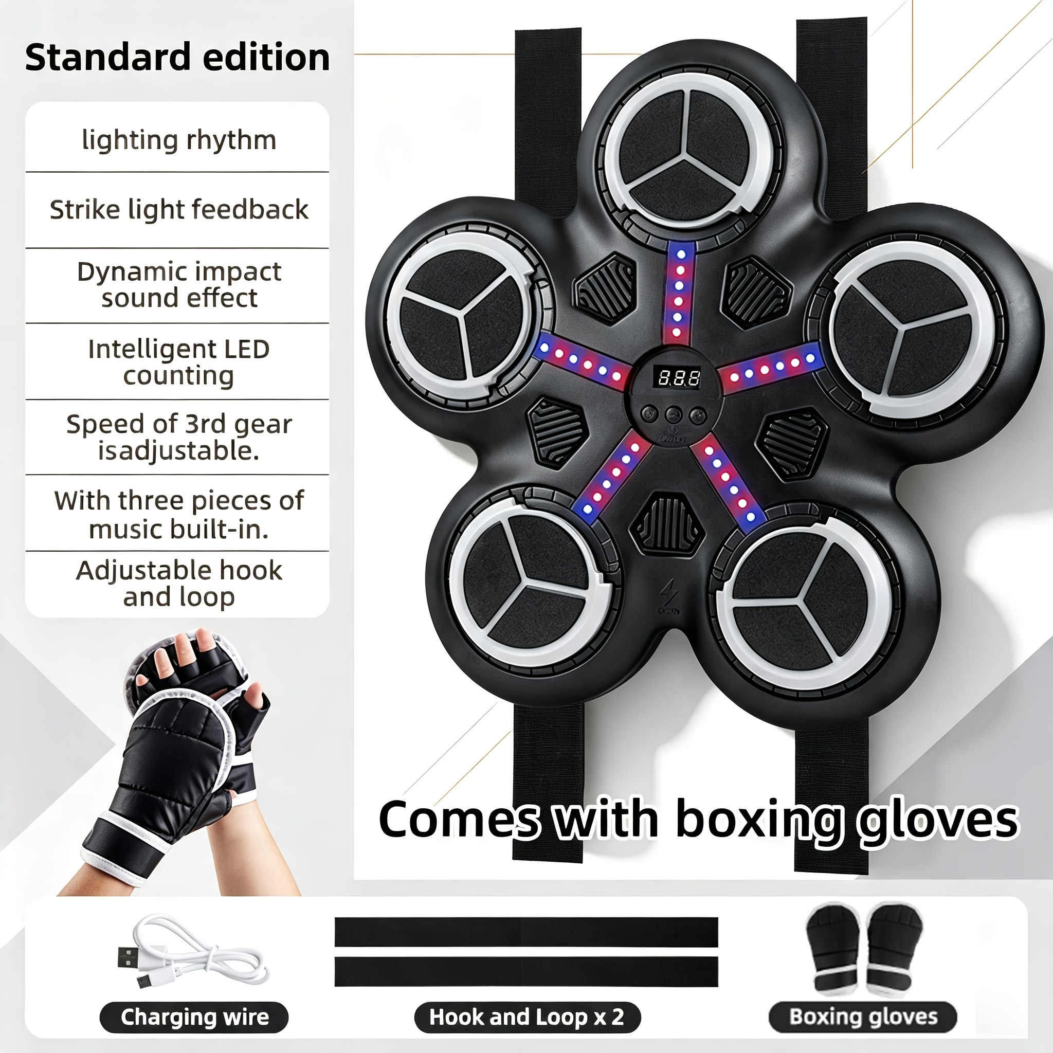 TEMU Boxing agrandi à 5 touches : transformez vos entraînements avec ce cible de boxe interactive ! Conçu pour une utilisation à domicile, il le