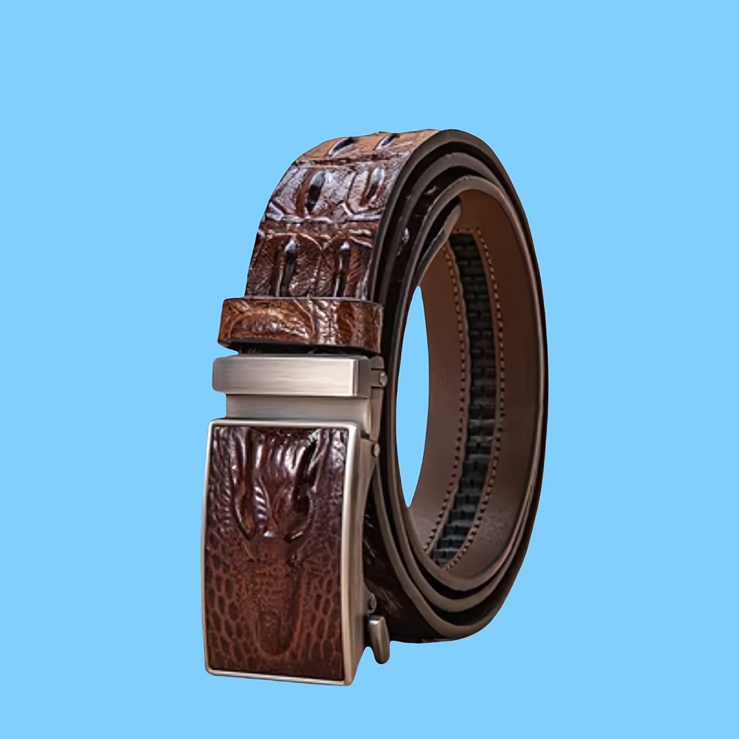 TEMU Style, Top-grain Cowhide, Embossed , Luxurious High-end Automatic Belt, A Gift For Father, A Suitable Gift For A Boyfriend, Gift For Clients ,