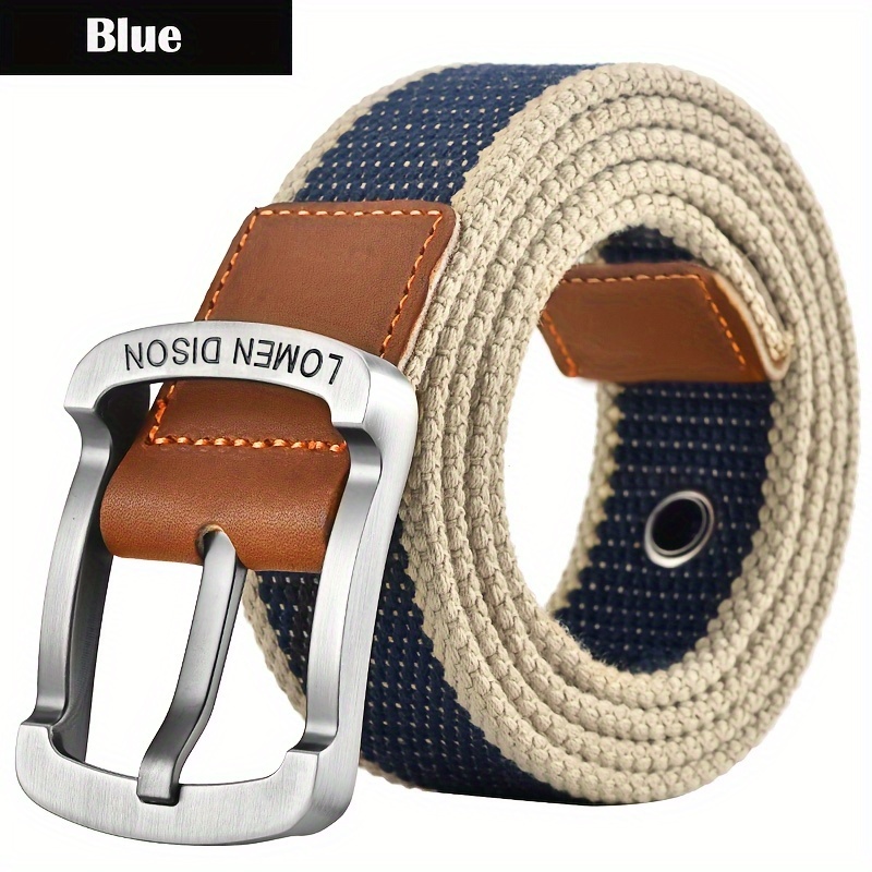 

1pc Men's Casual Canvas Belt With Alloy Pin - Fashion Wide Webbing Waistband For And Outdoor Activities