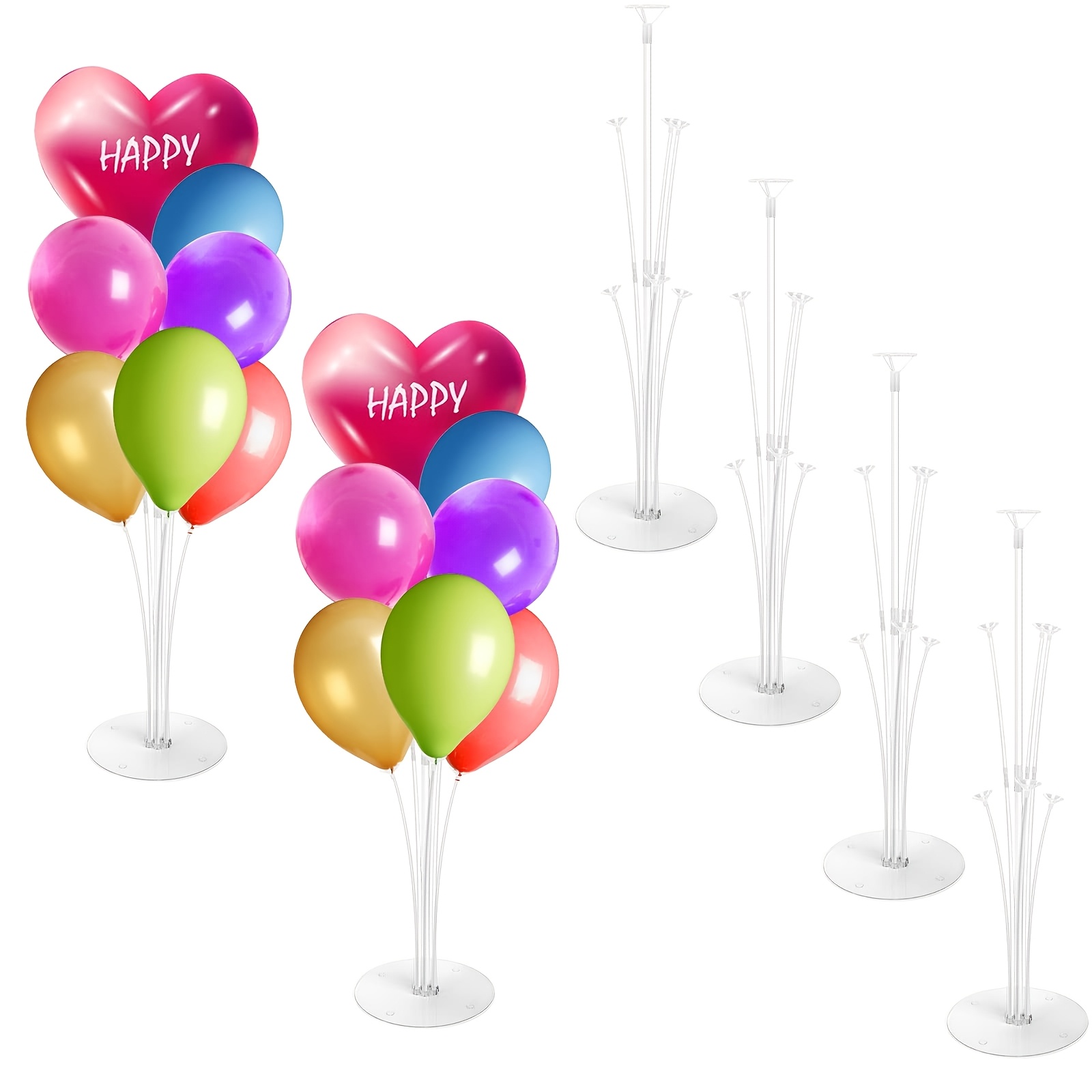 Image of 6pcs Balloon Stand Set, Balloon Holder Additions, Balloon Stand Kit, Tabletop Balloon Stands, For Party Decoration, Wedding And Birthday Decoration, Suitable For Halloween And Christmas