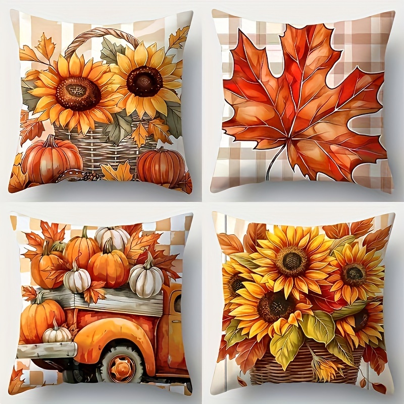 

Jit 4-piece Set Of Contemporary Autumn Art Print Pillowcases, Home Decor, Room Decor, Office Decor, Living Room Decor, Sofa Decor (without Pillow Core)