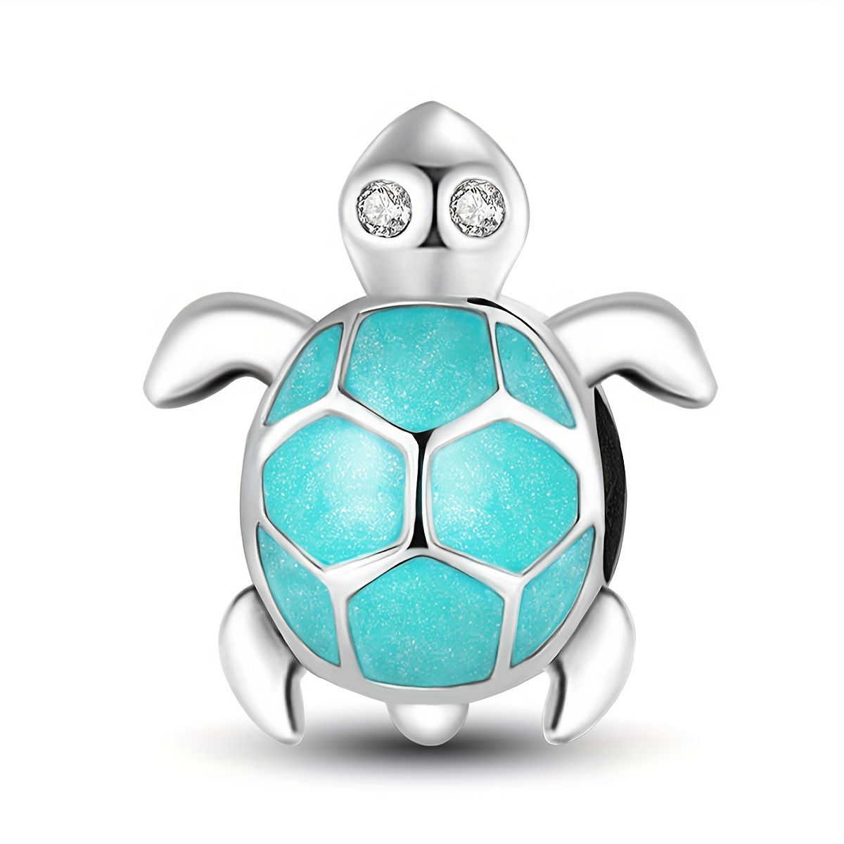Image of 1pc Luminous Cute Turtle Beaded Beads, 925 Silver Plated Beads Suitable For Bracelets Or Necklaces, Jewelry Making Additions Birthday Valentine's Day Christmas Mother's Day Christmas Gift For Women