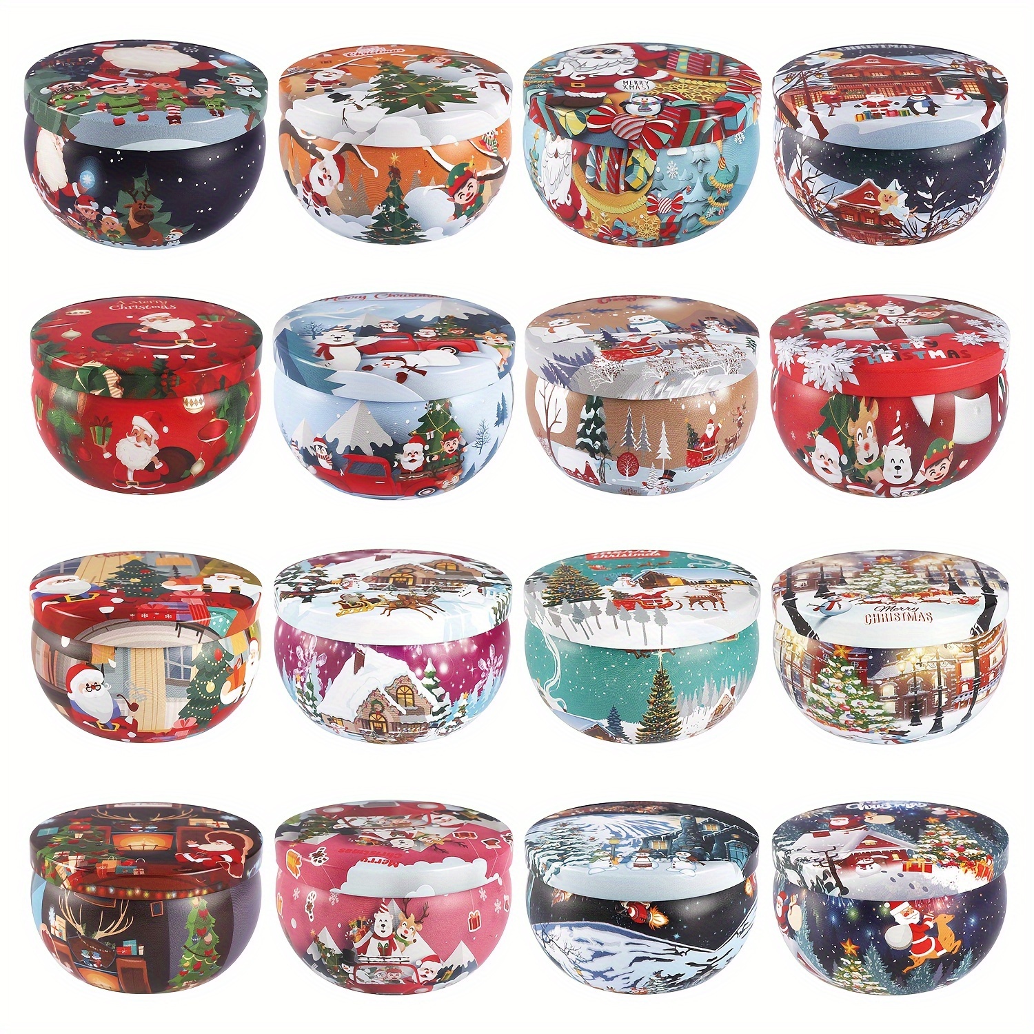 Image of Set Of 16 Christmas-scented Candles That Are Smoke-free And , Perfect For A Romantic Atmosphere. Ideal For Family Gatherings, Weddings, Church Events, And Seasonal