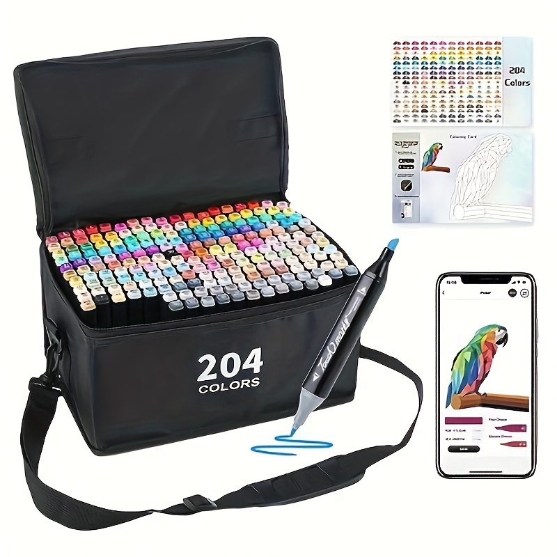 

204 Colors Alcohol Markers With Free App, Alcohol-based Markers For Artists, Art Markers For Painting, Coloring, Sketching And Drawing, Chisel And Fine Tip, Great Gift Idea.
