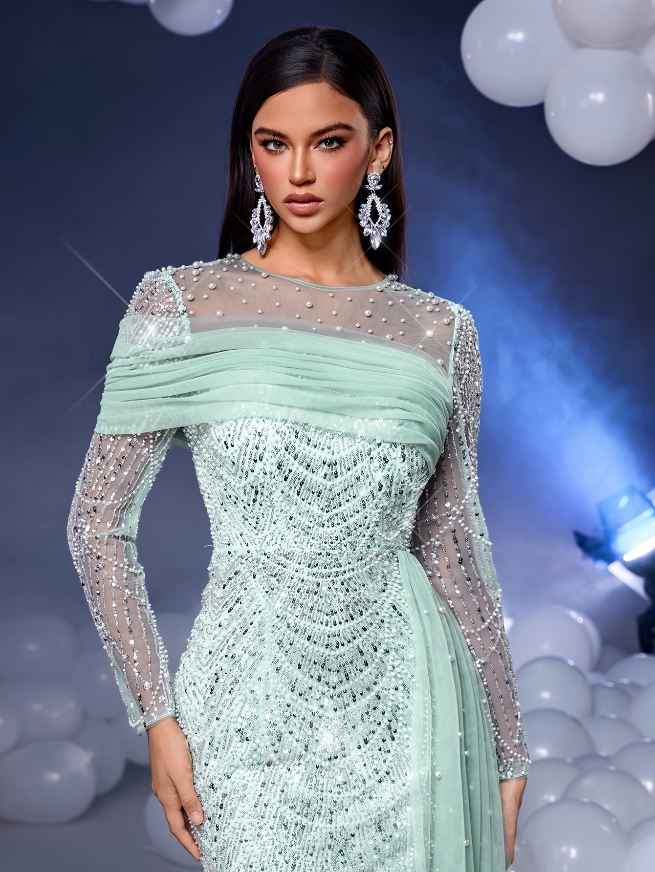 long sleeve mint bridesmaid dress ZAPAKA Women Mint Bridesmaid Dress A Line Tiered V Neck Short Sleeves  Pleated Long Wedding Guest Dress
